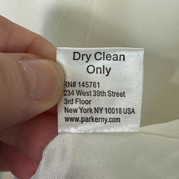 Parker Mini Dress Womens Small Ivory Silk Embroidered Boho Bell Sleeve Keyhole - Picture 9 of 14